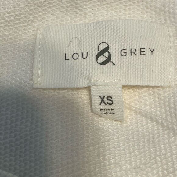 Lou & Grey Embroidered Stars Sweatshirt Cream French Terry Oversized Long Sleeve - Picture 6 of 8